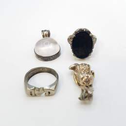Sterling Silver Glass & Onyx Assorted Jewelry Bundle 4pcs 23.4g