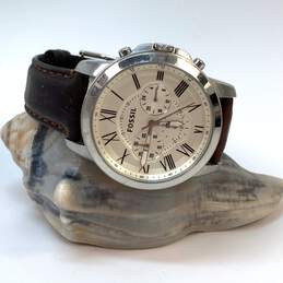 Designer Fossil FS4735 Leather Water-Resistant Round Quartz Analog Wristwatch