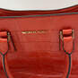 Womens Orange Croc Embossed Adjustable Strap Inner Pockets Satchel Bag image number 6