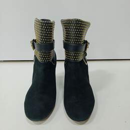 Michael Kors Gold Studded Leather Heeled Boots Size 7.5