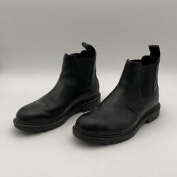Mens Black Leather Round Toe Pull-On Modern Chelsea Boots Size 10 M alternative image