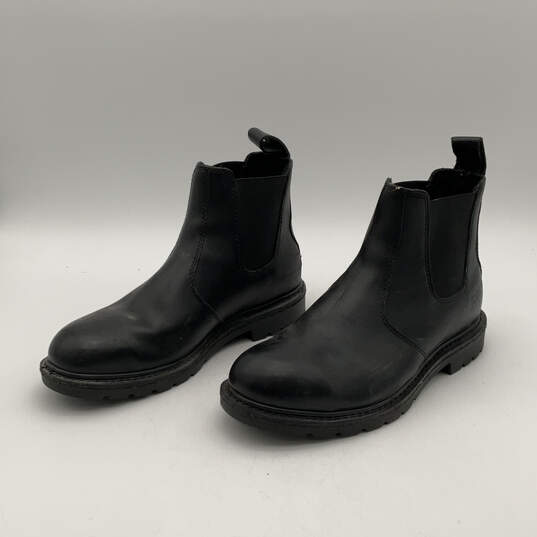 Mens Black Leather Round Toe Pull-On Modern Chelsea Boots Size 10 M image number 2