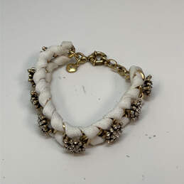 Designer J.Crew Gold-Tone Crystal Pave White Ribbon Wrapped Chain Bracelet alternative image