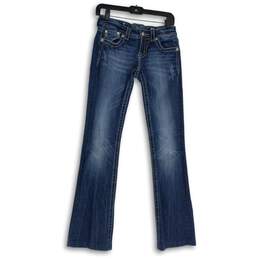 Miss Me Womens Blue Denim Medium Wash Embellished Bootcut Leg Jeans Size 26