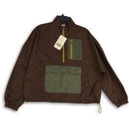 NWT Womens Brown Long Sleeve Half-Zip Windbreaker Jacket Size XL