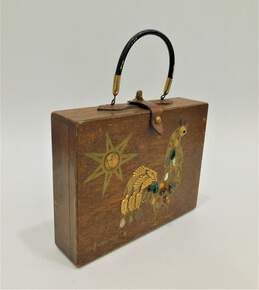Vintage Enid Collins Of Texas Cock O The Walk Wood Box Bag