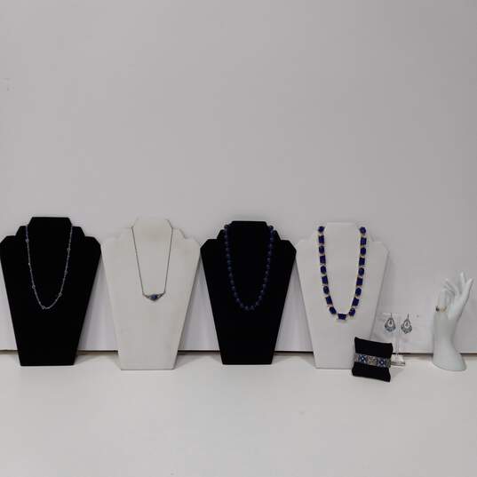 Blue Toned Fashion Jewelry Assorted 7pc Lot image number 1