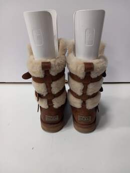 Ugg Women's Chestnut Leather Faux Fur Lined Becket Triple Bucket Boots Size 8 alternative image