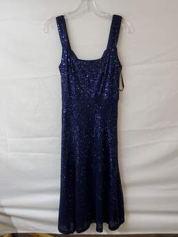 Laundry Shelli Segal Navy Blue Sequins Sleeveless Dress Size 2
