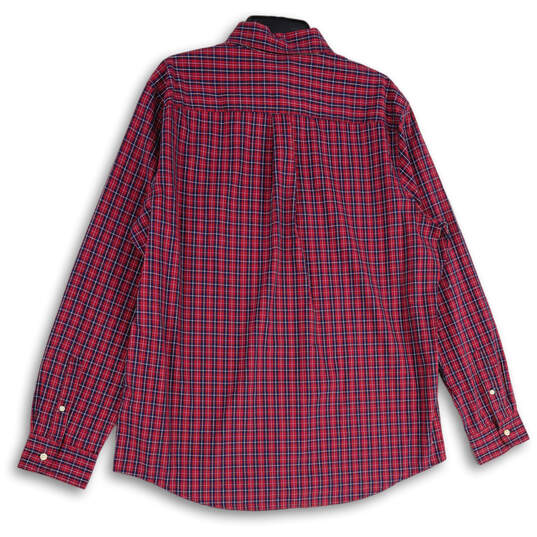 NWT Mens Red Blue Plaid Stretch Long Sleeve Button-Up Shirt Size XL image number 2