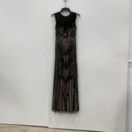 Aidan Mattox Womens Black Sequins Sleeveless Back-Zip Maxi Dress Size 2 alternative image