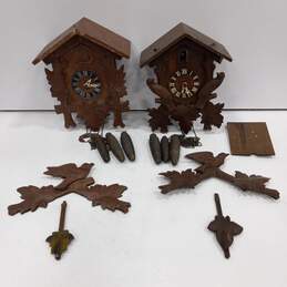Pair Of Wooden Cuckoo Clocks Untested