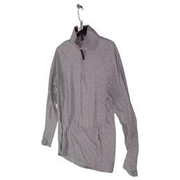 Womens Gray Solid Long Sleeve Mock Neck Kangaroo Pocket Sweatshirt Size Medium alternative image