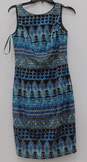 White House Black Market Women's Sleeveless Blue Patterned Dress Size 0 image number 3