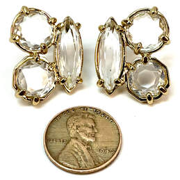 Designer Kate Spade Gold-Tone Clear Crystal Cut Stone Cluster Stud Earrings