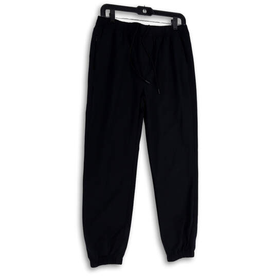 Womens Black Stretch Drawstring Pockets Elastic Waist Jogger Pants Size Small image number 1