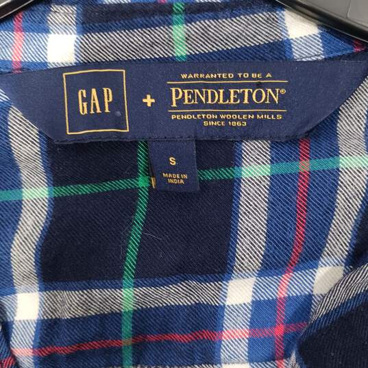 Gap + Pendleton Women's Blue Plaid LS Button Front Shirt Dress Size S image number 3