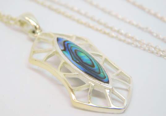 2 - 925 Sterling Silver Abalone Pendant Necklaces image number 3