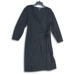 NWT Black Label by Evan-Picone Womens Black Long Sleeve Wrap Dress Size 18