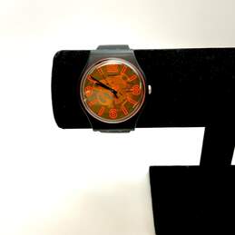 Designer Swatch Leather Strap Water Resistant Round Analog Quartz Wristwatch