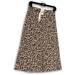 NWT Womens Brown Black Leopard Print Regular Fit Midi A-Line Skirt Size S alternative image