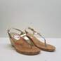 Lauren Ralph Reeta Gold Lauren Quark Leather Ankle Strap Wedge Sandal Shoes Size 9 B image number 3