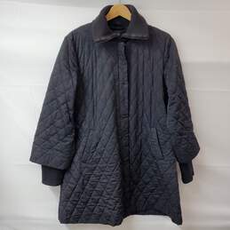 Eileen Fisher Cotton Nylon Blend Full Zip Black Jacket Women's LG