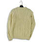 Womens Beige Long Sleeve Crew Neck Knitted Pullover Sweater Size Small image number 2