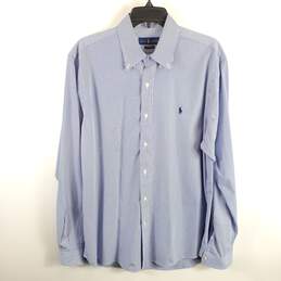 Ralph Lauren Men Blue Striped Dress Shirt L