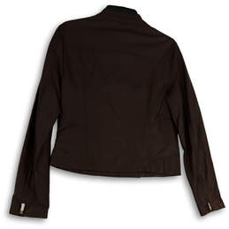 NWT Womens Brown Long Sleeve Mock Neck Zip Pockets Cropped Jacket Size M alternative image