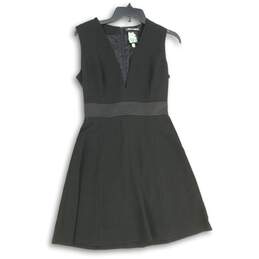 State Of Claude Montana Womens Black V-Neck Sleeveless A-Line Dress Size 40/6