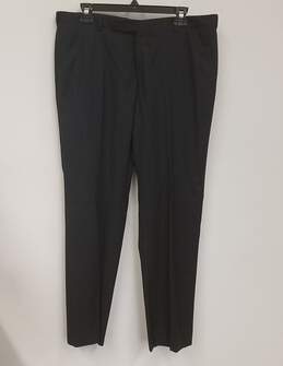 Zegna Mens Black Flat Front Mid Rise Straight Leg Formal Dress Pants Size L alternative image