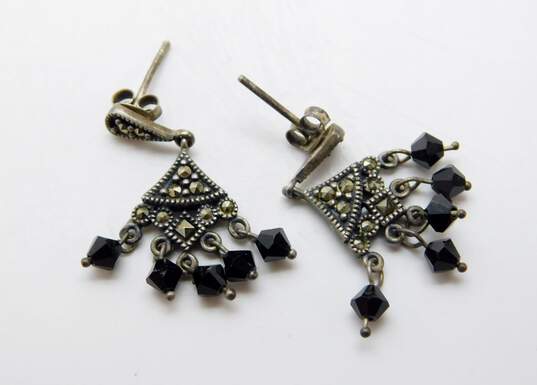 VNTG 925 Marcasite Onyx & MOP Jewelry image number 2