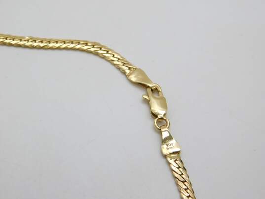 14K Yellow Gold 0.32 CTTW Diamond Chevron Drop Pendant Herringbone Chain Necklace 8.0g image number 3