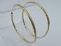 14K Yellow Gold Etched Brushed Accents & Smooth Tube Hoop Earrings 3.9g image number 2