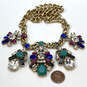 Designer J. Crew Gold-Tone Crystal Cut Stone Link Chain Statement Necklace image number 3