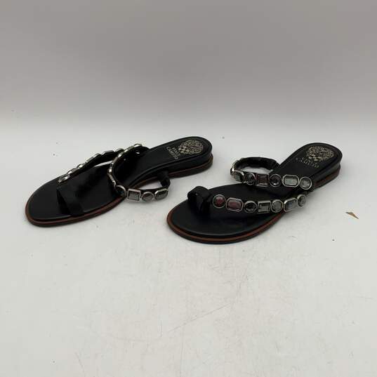 Vince Camuto Womens Black Gold Leather Double Strap Slip-On Sandals Size 9 image number 2