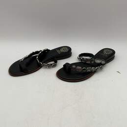 Vince Camuto Womens Black Gold Leather Double Strap Slip-On Sandals Size 9 alternative image