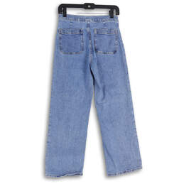Womens Blue Denim Medium Wash Side Button Straight Leg Ankle Jeans Size 27 alternative image