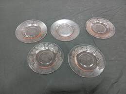 Vintage Rose Colored Glass Saucers Set of 5
