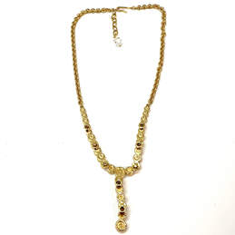 Designer Swarovski Gold-Tone Crystal Clear Rhinestone Y Drop Chain Necklace alternative image