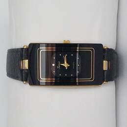 Sonic Black & Gold Tone Geometric Curved Case Vintage Quartz Watch alternative image