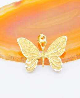 14K Yellow Gold Textured Butterfly Pendant 2.0g alternative image