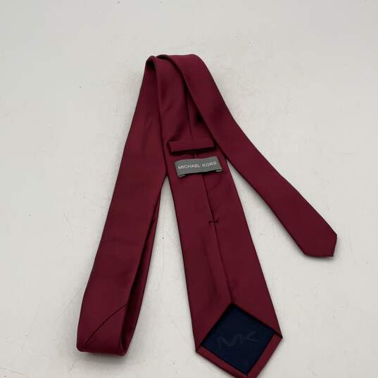 Michael Kors Mens Burgundy Adjustable Keeper Loop Pointed Necktie 58" image number 2