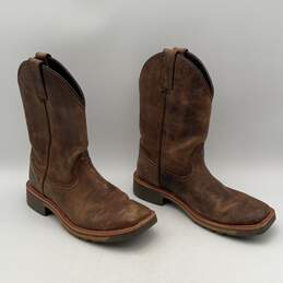 Double H Mens Brown Square Toe Pull On Cowboy Western Boots Size 10