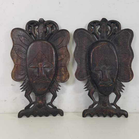 Wood Carved Wall Plaques/ Indonesian Influence Home Décor image number 1