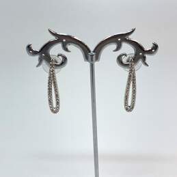 Designer Swarovski Silver-Tone Diamond Pierced Dangle Earrings