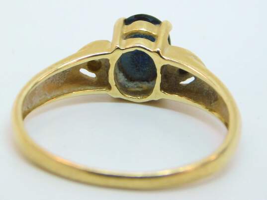 14K Yellow Gold Oval Sapphire 0.04 CTTW Diamond Side Stones Ring  2.2g image number 6
