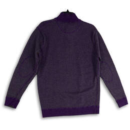 Womens Purple 1/4 Zip Long Sleeve Mock Neck Pullover Sweater Size XL alternative image
