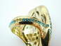 Akkad Goldtone Blue Rainbow & Clear Crystals Oval & Rectangle Chunky Statement Rings 43g image number 7